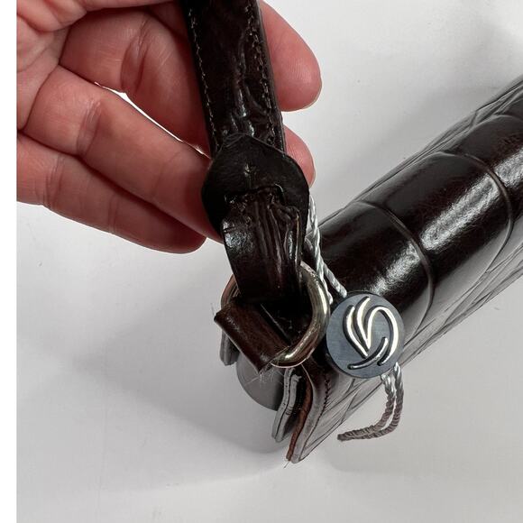 GILDA TONELLI Bag Leather Crocodile Embossed Brown Italian Leather - Picture 10 of 16